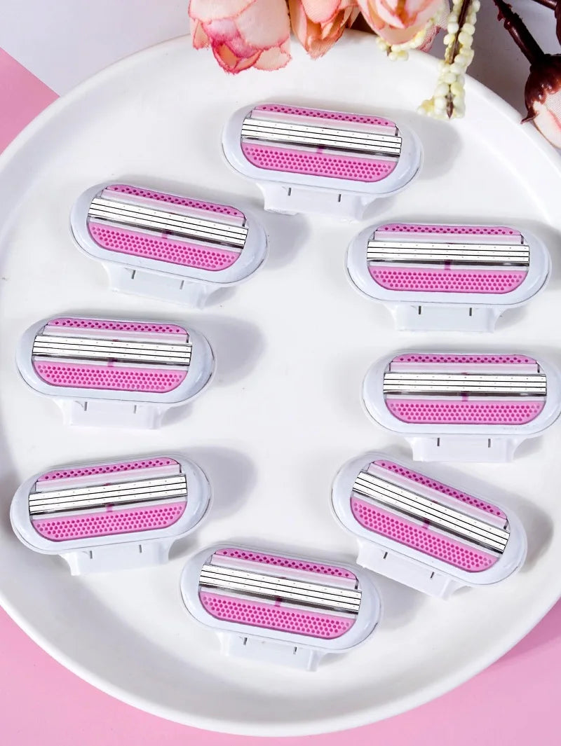 (1 Handle + 8 Blades) Safety razor Blades Face/ Leg/ Armpit/ Bikini Beauty Hair Removal