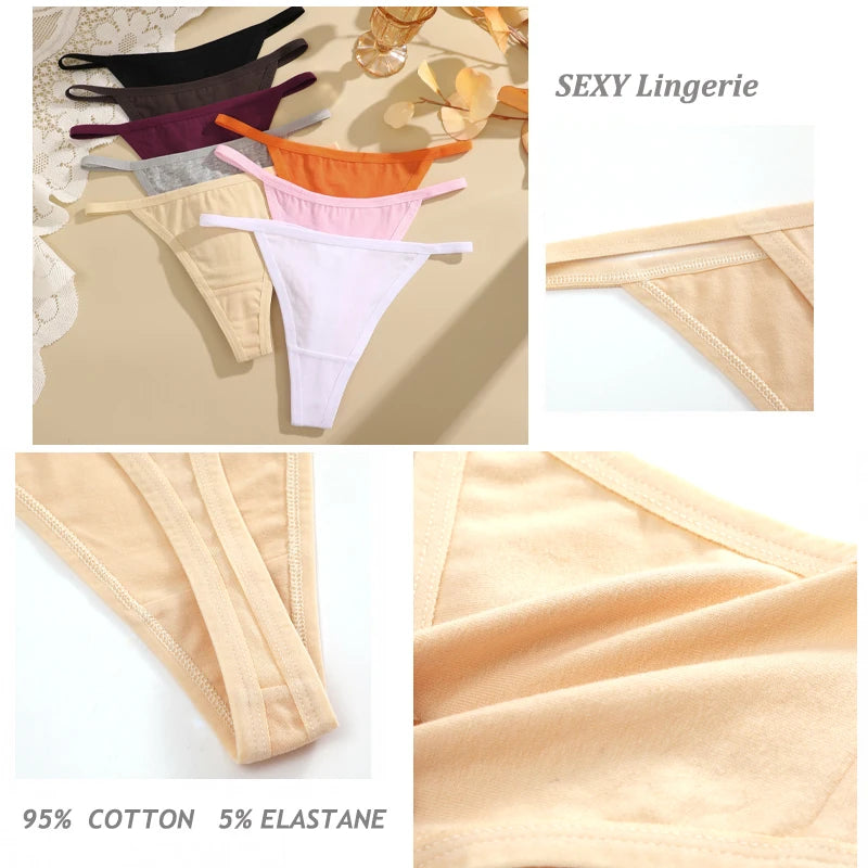 Comfortable Cotton Panties Sexy Low Waist G-String Thong 8Pc Set