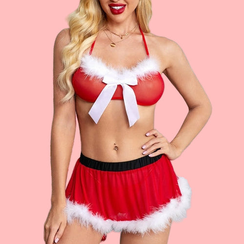 Sexy Christmas Lingerie Set 3pcs