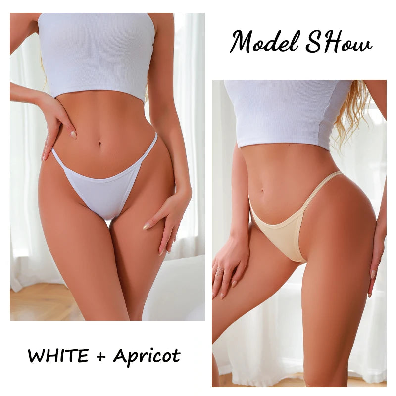 Comfortable Cotton Panties Sexy Low Waist G-String Thong 8Pc Set