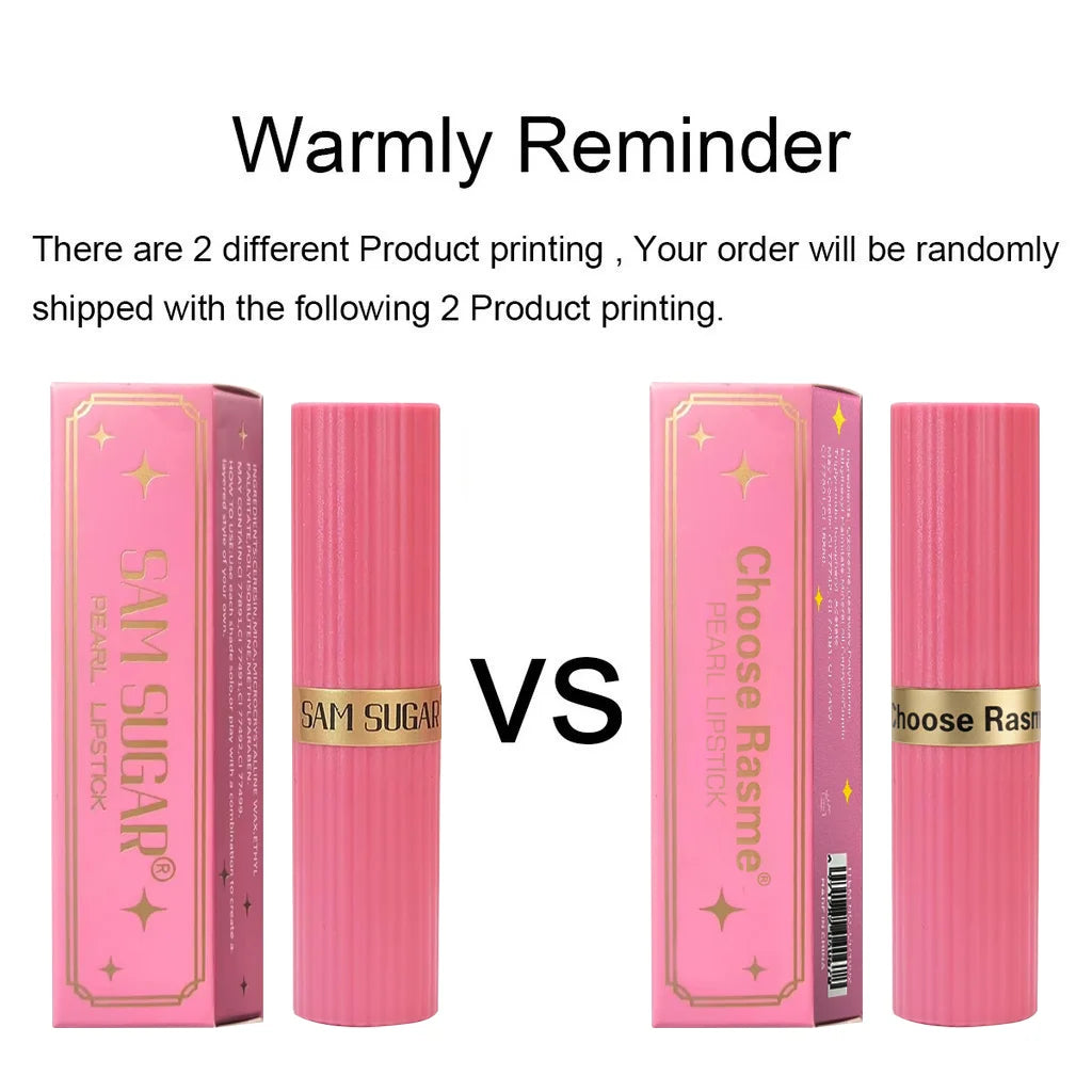 (Pearlescent/Pink) Glitter Metallic Waterproof Long Lasting Diamond Lipstick