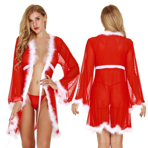 Sexy Christmas Robe Lingerie Sleep Wear